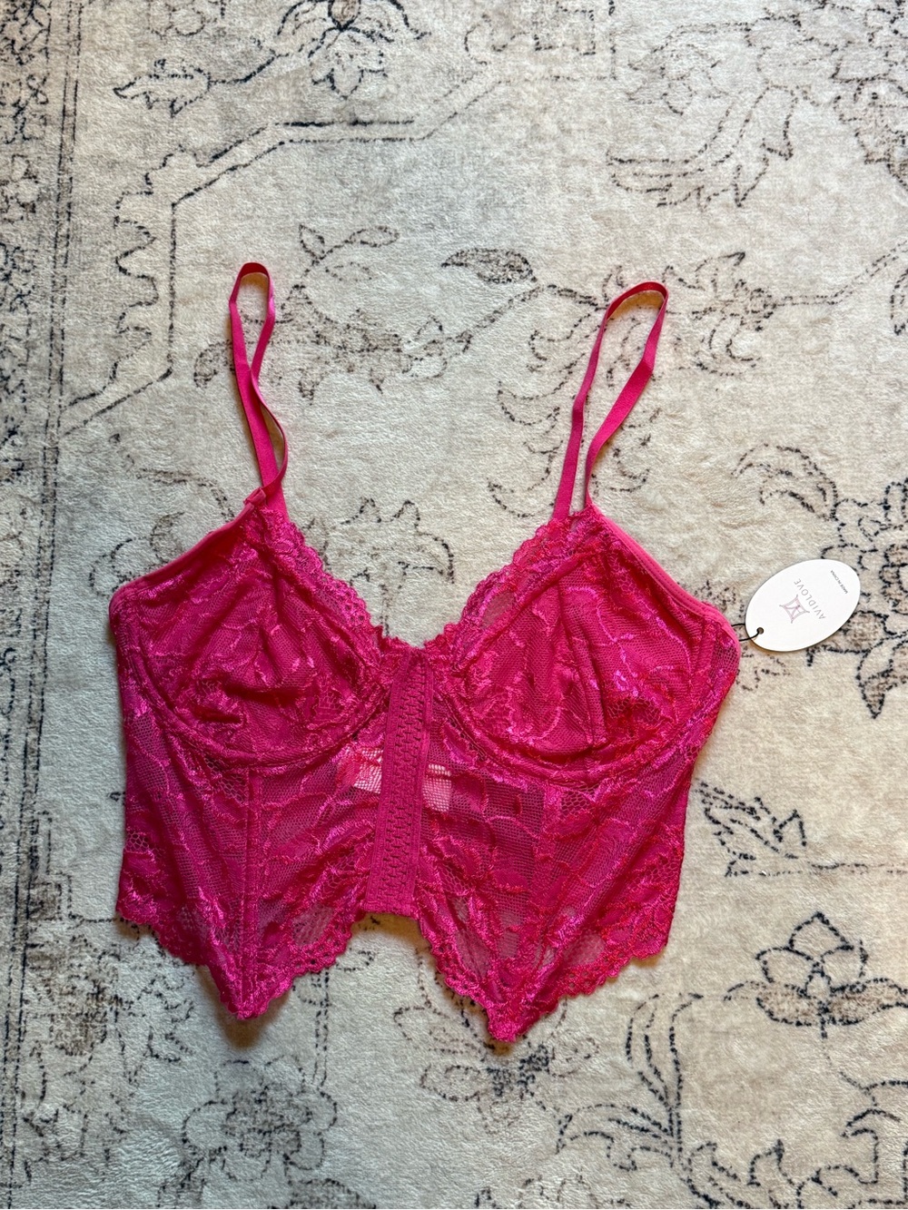Women's Hot Pink Lace Bralette Corset Crop Top